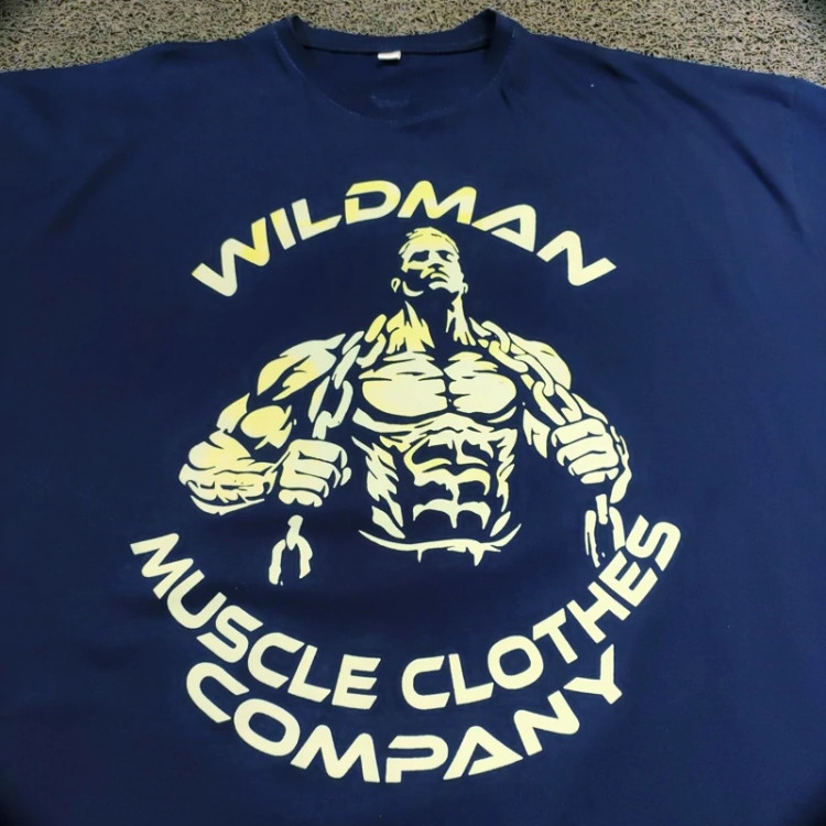 تیشرت نخ پنبه سایز بزرگ WILD MAN رنگ سرمه ای