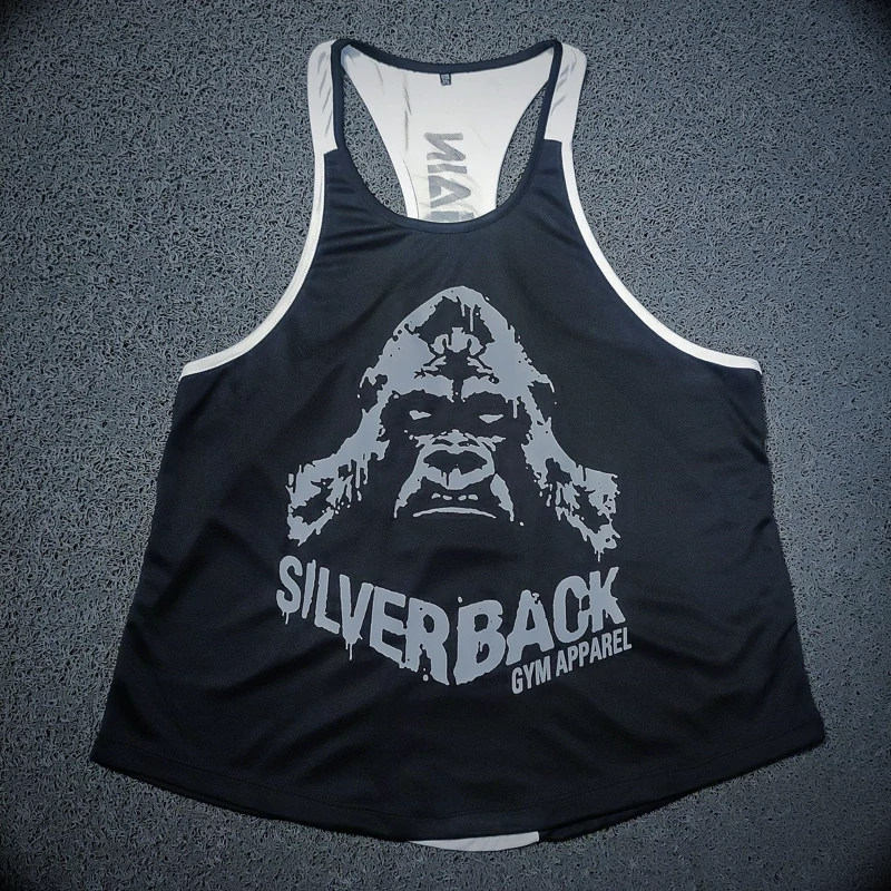 رکابی بدنسازی سوزنی SILVER BACK رنگ مشکی سفید
