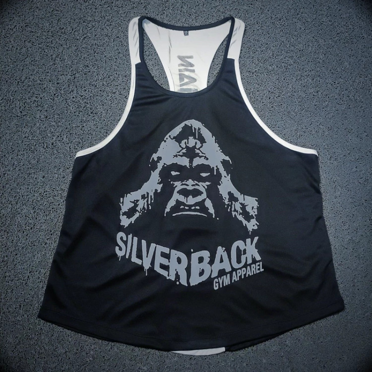 رکابی بدنسازی سوزنی SILVER BACK رنگ مشکی سفید