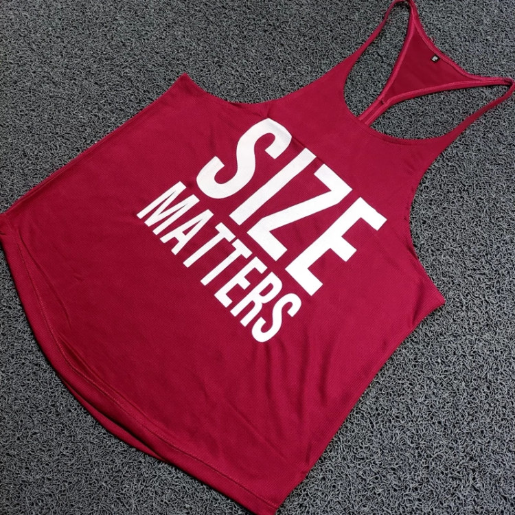 رکابی بدنسازی سوزنی بند نازک SIZE MATTERS زرشکی