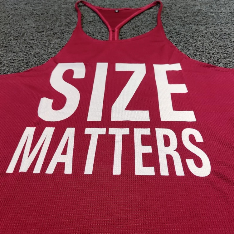رکابی بدنسازی سوزنی بند نازک SIZE MATTERS زرشکی