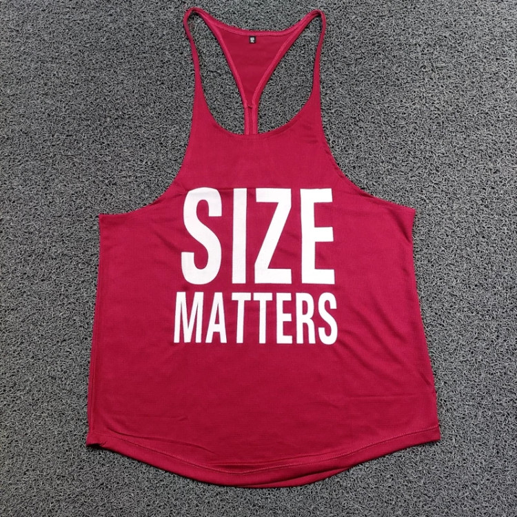 رکابی بدنسازی سوزنی بند نازک SIZE MATTERS زرشکی